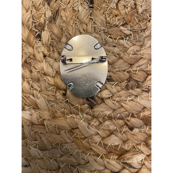 Vintage Needlepoint Flower Pin Pendant Red Rose Bud Brooch Handcrafted - Picture 5 of 5